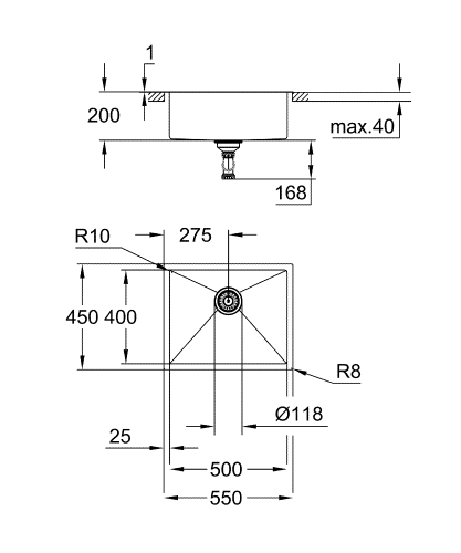 Grohe K700 rozsdamentes acél mosogatótálca 31726SD0