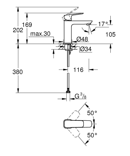 Grohe Cubeo egykaros mosdócsaptelep 1/2″ M-es méret, króm 1017550000