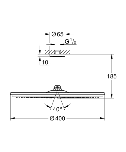 Grohe Rainshower Cosmopolitan 400 fejzuhany készlet mennyezetre 142 mm, 1 funkciós, króm 26256000