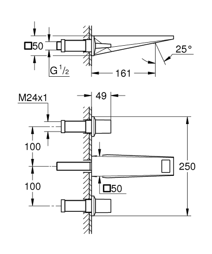 Grohe Allure Brilliant 3-lyukas mosdócsaptelep, M-es méret, króm 20628000