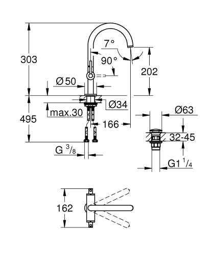 Grohe Atrio egylyukas mosdócsaptelep L-es méret, króm 21145000