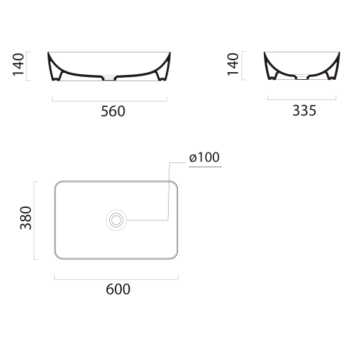Sapho GSI NUBES 60x38 cm kerámiamosdó, matt kréta 903608