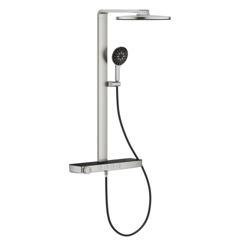 Grohe Rainshower Aqua Pure termosztátos zuhanyrendszer falra szerelésre, supersteel 101680DC00