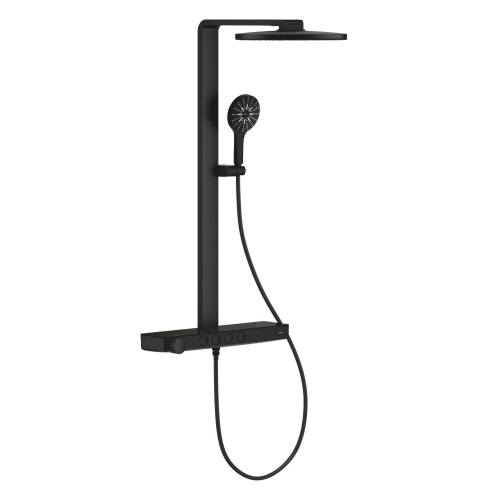 Grohe Rainshower Aqua Pure termosztátos zuhanyrendszer falra szerelésre, phantom black 101680KF00