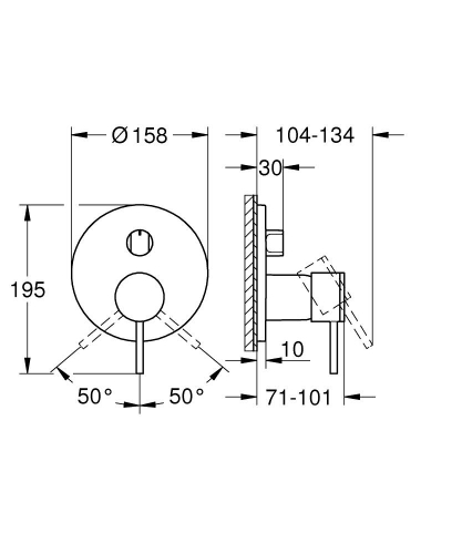 Grohe Atrio egykaros falsík alatti keverő, 3-utas váltóval, supersteel 24356DC0