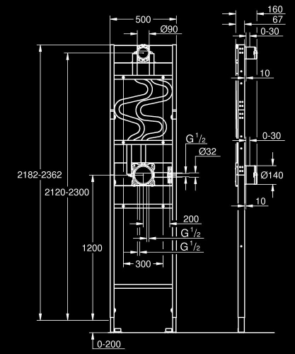 Grohe Rapido Shower Frame szerelőkeret duo falsík mögötti zuhanyrendszerhez 1039949990