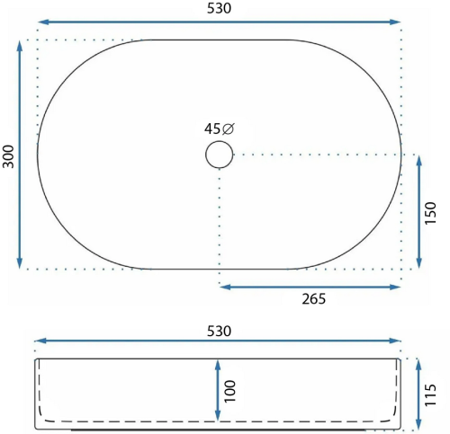 REA Layla 50 pultra ültethető mosdó 53x30 cm REA-U9108