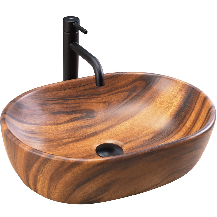 Rea Amelia WOOD MATT 48x34,5 cm pultra ültethető mosdó, fahatású REA-U5060