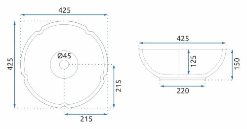 Rea Asanti pultra ültethető mosdó 42,5 cm REA-U7506