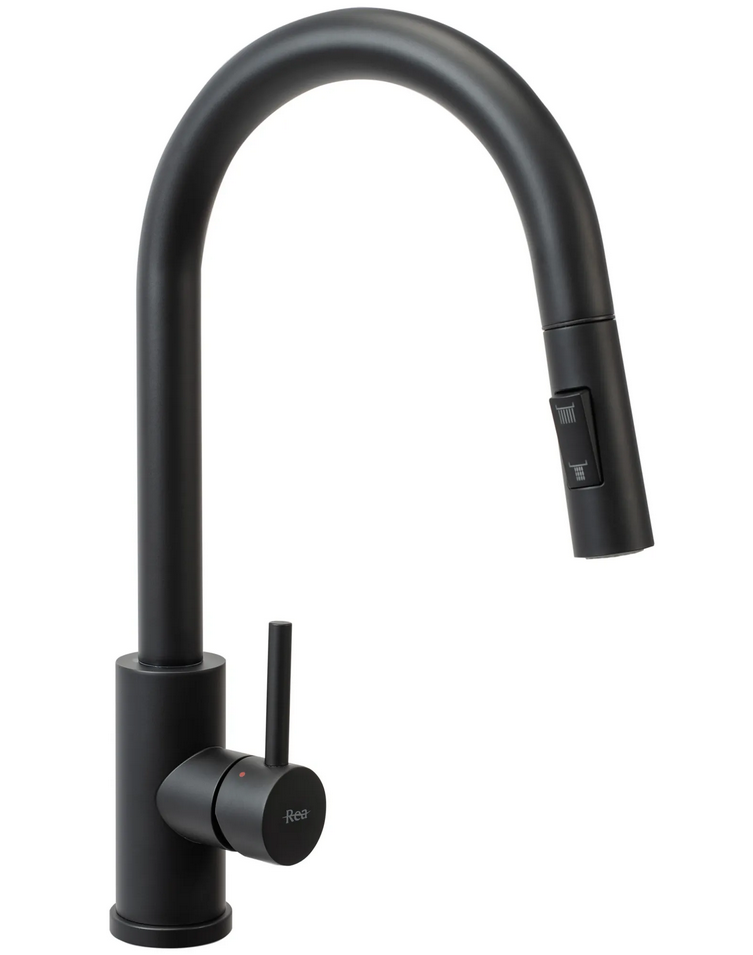 Rea Fresh mosogató csaptelep kihúzható zuhanyfejjel, matt fekete REA-B9147