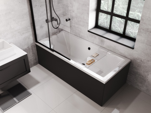 Besco QUADRO 175 cm kád elő-és oldallap, matt fekete OAQ-175-PKC