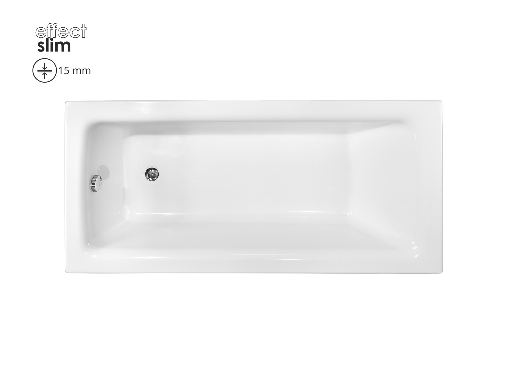 Besco TALIA SLIM 150x70 cm egyenes kád, fehér WAT-150-SL