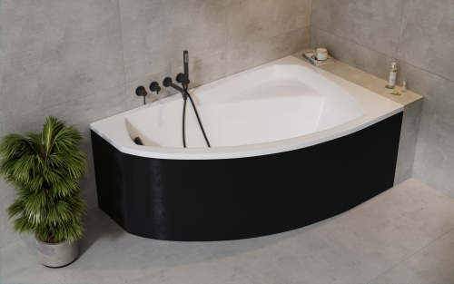 Besco RIMA 140 cm univerzális kád előlap, matt fekete OAR-140-NSC