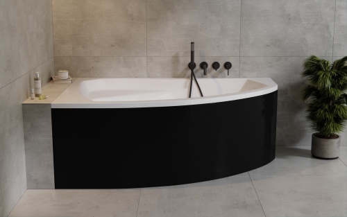 Besco RIMA 150 cm univerzális kád előlap, matt fekete OAR-150-NSC