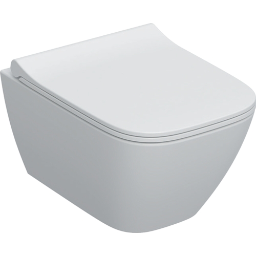 Geberit Smyle Square fali WC mélyöblítésű készlet, rövidített kivitel, Rimfree, WC-ülőkével 501.619.00.1