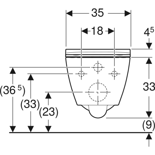 Geberit Smyle Square fali WC mélyöblítésű készlet, rövidített kivitel, Rimfree, WC-ülőkével 501.619.00.1
