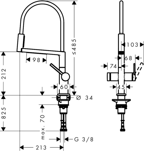 Hansgrohe Talis Select M54 PowderSpray egykaros konyhai csaptelep Semi-Pro, 3jet, króm 72861000