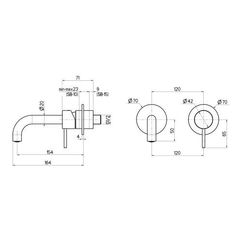 Sapho ULTRAMIX falba süllyesztett mosdócsaptelep, matt fekete UT118B