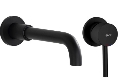 Rea Lungo fali mosdó csaptelep + box, matt fekete REA-B0371