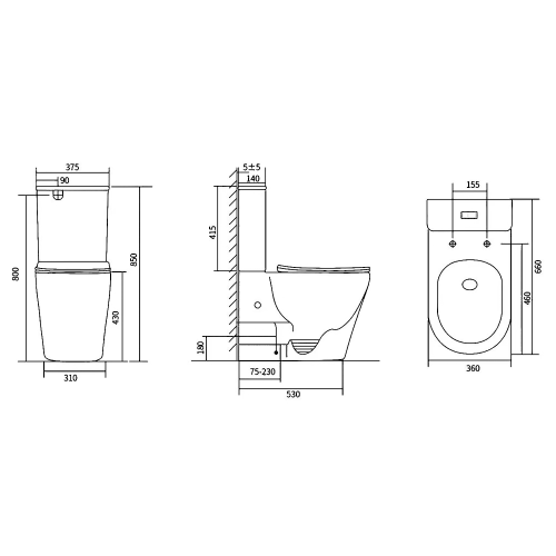 Sapho AVIS VORTEX RIMLESS monoblokkos WC, fehér PC106V