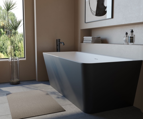 Niwell Gerda matt b&w 170×78 cm szabadonálló kád falhoz, matt fekete/fehér NW-KSZ-GER170-MBW