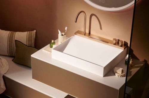Hansgrohe Avalegra AquaUnit 580/475 mosdórendszer zuhanyvízsugárral, szálcsiszolt bronz 22472140