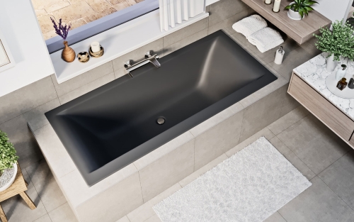 Niwell PETRA LUX Slim 180x80 egyenes kád, matt antracit WANW.SAD.180.080.ANS