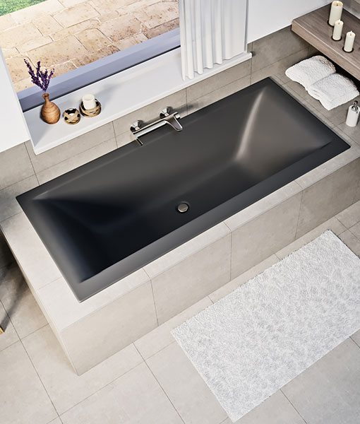Niwell PETRA LUX Slim 180x80 egyenes kád, matt antracit WANW.SAD.180.080.ANS