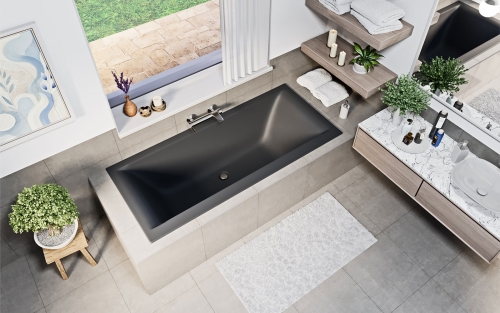 Niwell PETRA LUX Slim 180x80 egyenes kád, matt antracit WANW.SAD.180.080.ANS