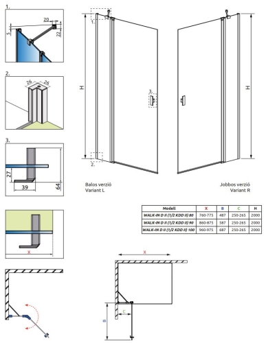 Radaway Nes KDD II 100 cm jobbos Walk-in zuhanyfal, króm 10031100-01-01R
