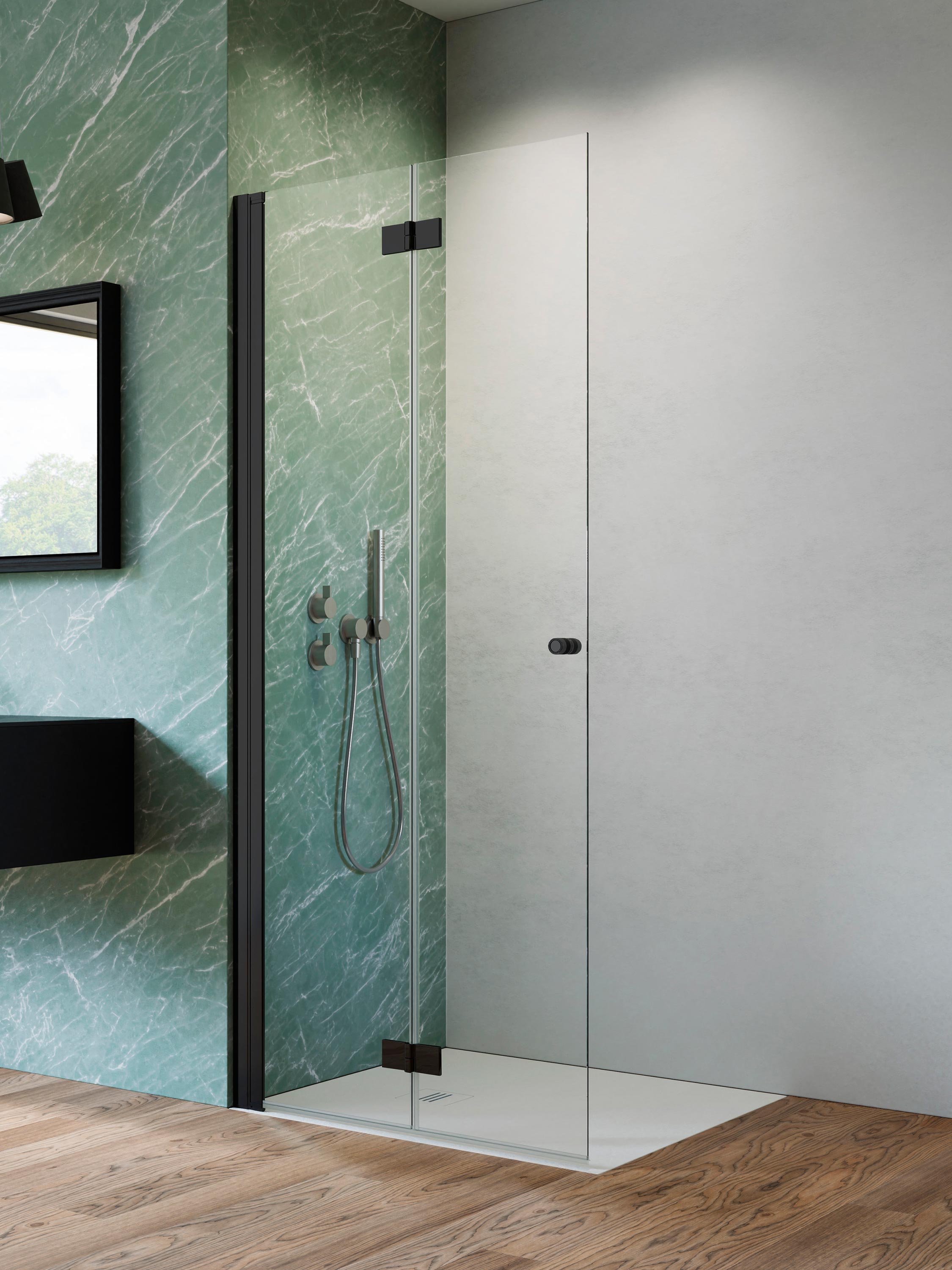 Radaway Nes Black KDD-B 90 cm balos Walk-in zuhanyfal, matt fekete 10024090-54-01L