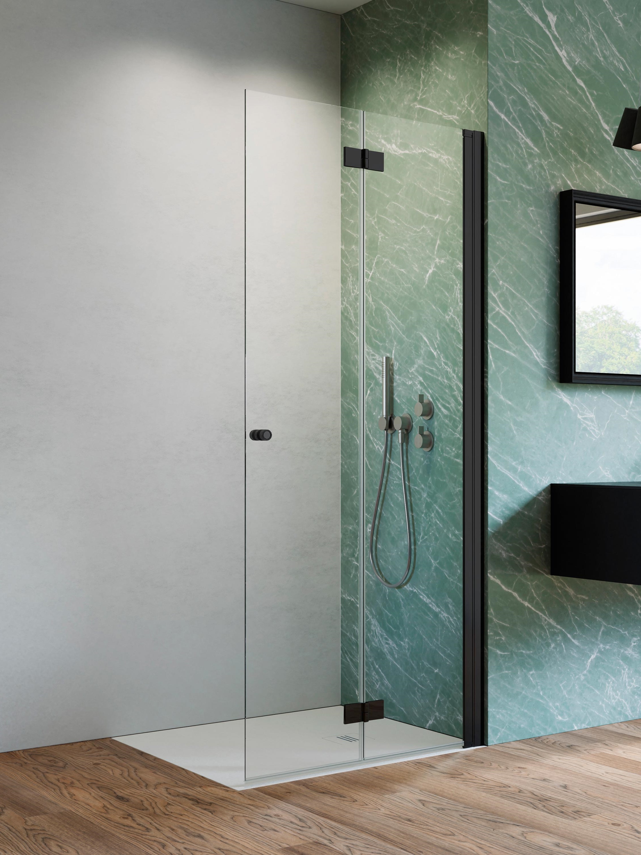 Radaway Nes Black KDD-B 100 cm jobbos Walk-in zuhanyfal, matt fekete 10024100-54-01R