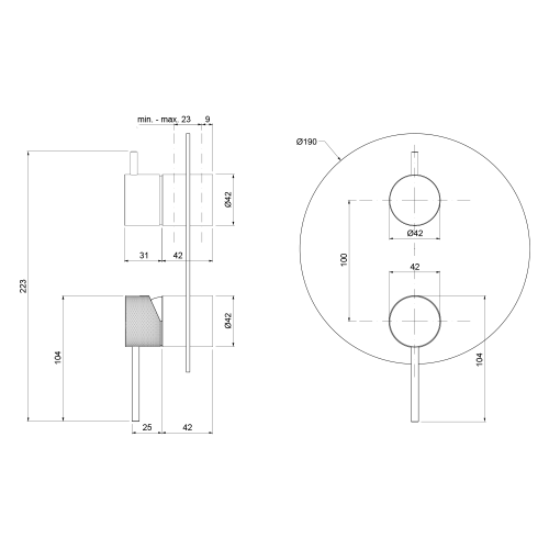 Sapho ULTRASAN 3-irányú falba süllyesztett csaptelep, matt arany UT044VG