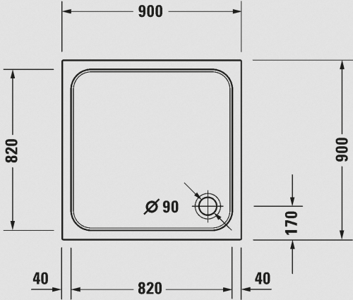 Duravit D-code 90x90 cm-es zuhanytálca 720102 (720102000000000)