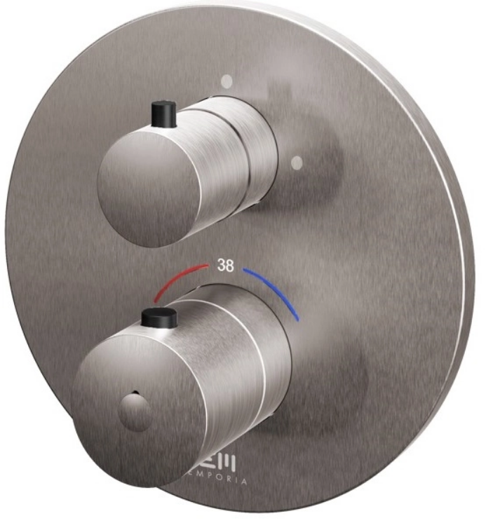 Emporia Rio termosztátos falsík alatti kád/zuhany csaptelep, 3-funkciós, szálcsiszolt nikkel 01043N