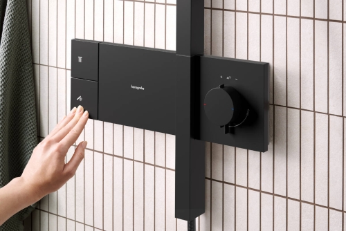 Hansgrohe Raindance Alive S Showerpipe 300 1jet termosztátos zuhanyrendszer, matt fekete 24582670