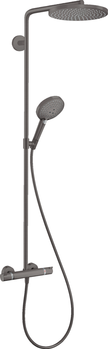 Hansgrohe Raindance S Showerpipe EcoSmart 240 PowderRain termosztátos zuhanyrendszer, szálcsiszolt fekete króm 28823340