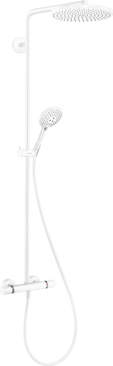 Hansgrohe Raindance S Showerpipe EcoSmart 240 PowderRain termosztátos zuhanyrendszer, matt fehér 28823700