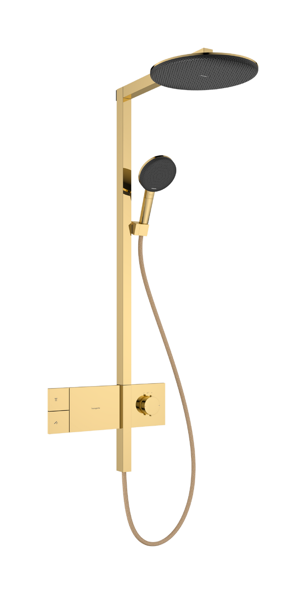 Hansgrohe Raindance Alive S Showerpipe EcoSmart 300 1jet termosztátos zuhanyrendszer, polírozott arany 24583990