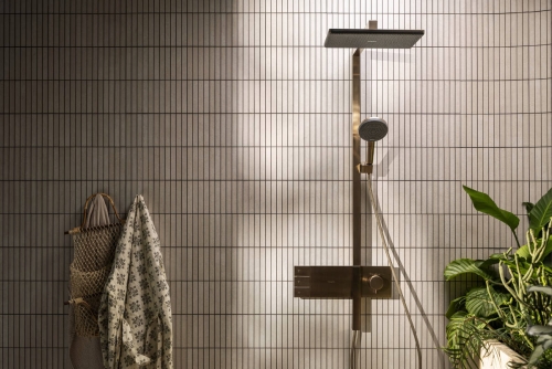 Hansgrohe Raindance Alive Q Showerpipe 210/340 2jet termosztátos zuhanyrendszer, szálcsiszolt bronz 24590140