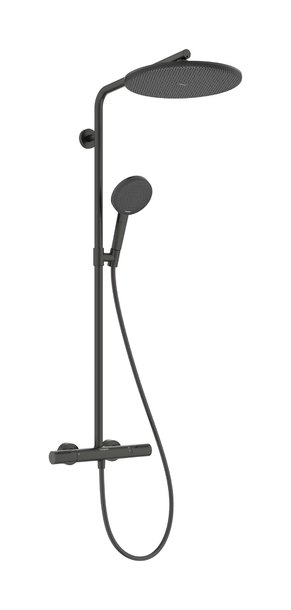 Hansgrohe Raindance Alive S Puro Showerpipe Ecostat Element 300 1jet termosztátos zuhanyrendszer, szálcsiszolt fekete króm 24592340