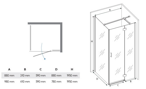 Niwell Marina szögletes zuhanykabin 100x80 cm NWZK-MAR1080