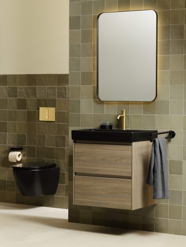 Roca Ona Compact Rimless fali wc, matt fekete A346688080