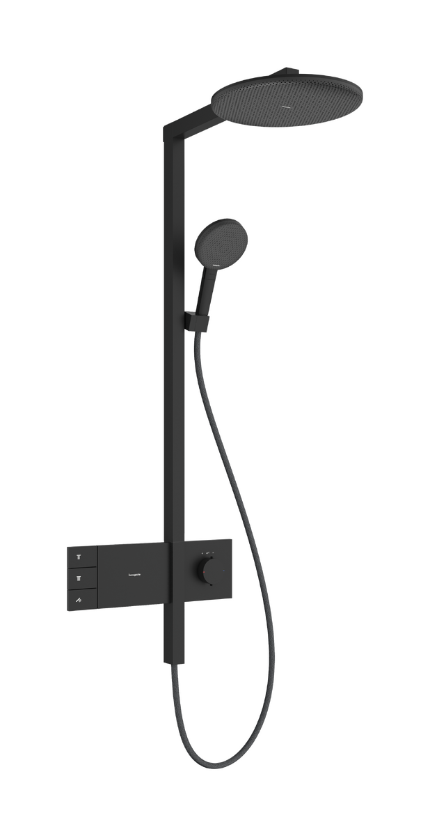 Hansgrohe Raindance Alive S Showerpipe EcoSmart 300 2jet termosztátos zuhanyrendszer, matt fekete 24596670