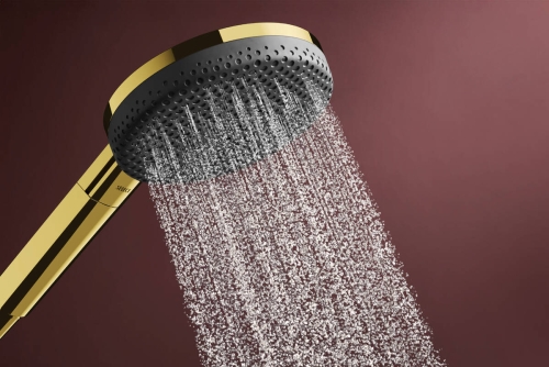 Hansgrohe Raindance Alive Select S EcoSmart 125 3jet kézizuhany 65 cm zuhanyrúddal, polírozott arany 24600990
