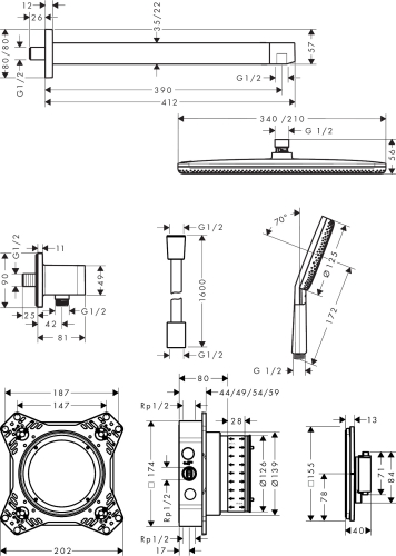 Hansgrohe Raindance Alive Q 210/340 1jet termosztátos zuhanyszett, króm 24620000