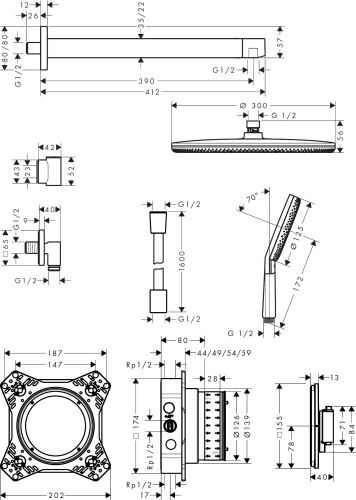 Hansgrohe Raindance Alive S 300 1jet termosztátos zuhanyszett, króm 24630000
