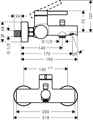 Hansgrohe Zesis S egykaros kádcsaptelep, matt fekete 74420670