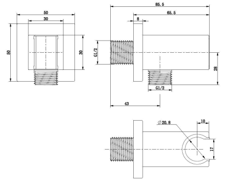Kielle fali könyök kézizuhany tartóval, króm 20901010