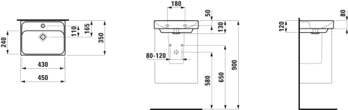 Laufen Meda kézmosó 45x35 cm, fehér LCC felülettel H8151114001041